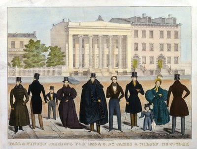 Moda de otoño e invierno para 1835 y 36, por James G. Wilson, Nueva York, 1835-36 de American School